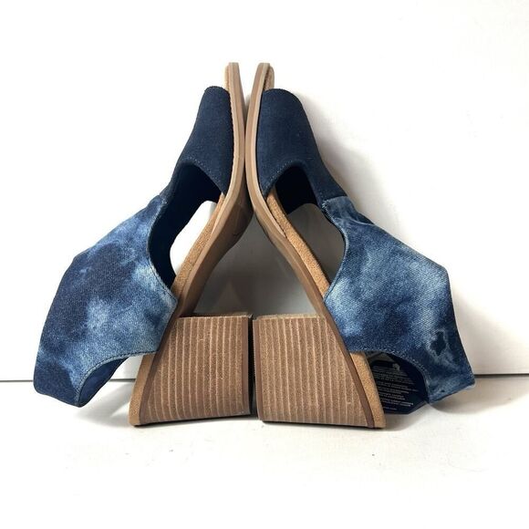 TOMS Ortholite Women's 12 Navy Blue Suede/Washed Denim Sling Back Heel Sandals - Picture 5 of 9